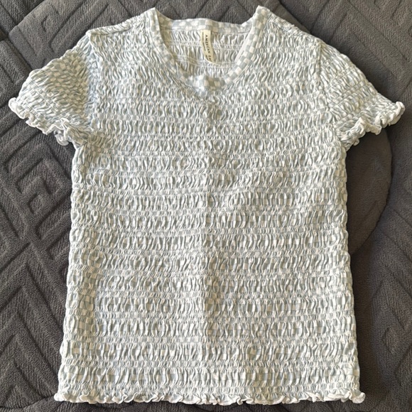 American Eagle Outfitters - White and blue Textured Women's Top - Picture 7 of 8